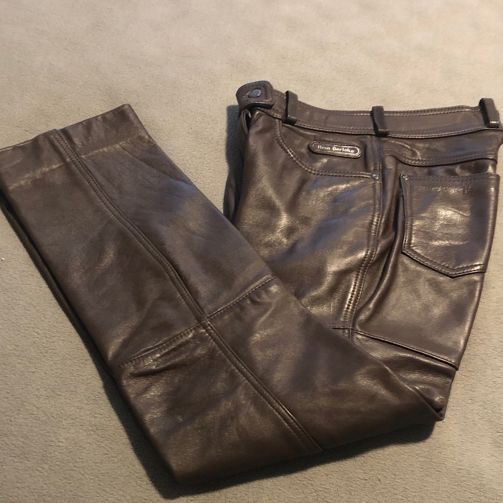 Hein Gericke Women’s Size 12 Brown Leather Motorcycle Pants Please Read Post